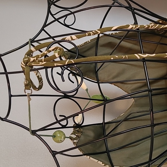 Vintage Y2K Slinky Floral Halter Dress Olive Green Light Cream Ruched Waist Sz M - Picture 5 of 13